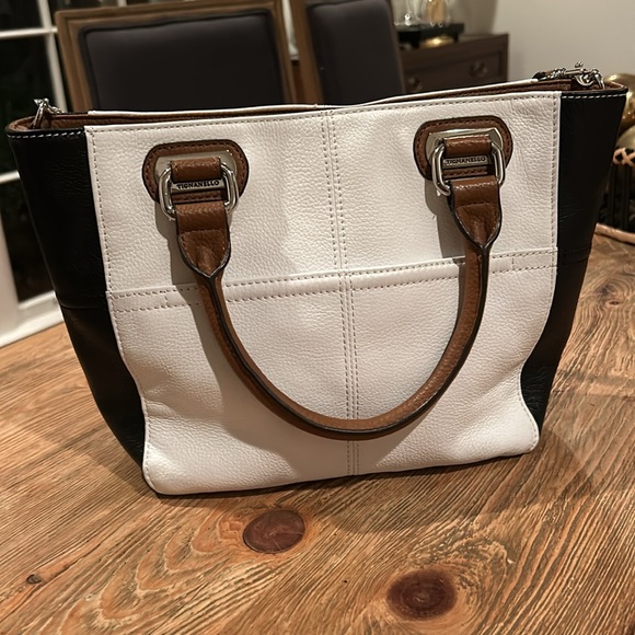 Tignanello leather mini tote white with black and brown. - Picture 2 of 14